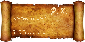 Pákh Kunó névjegykártya